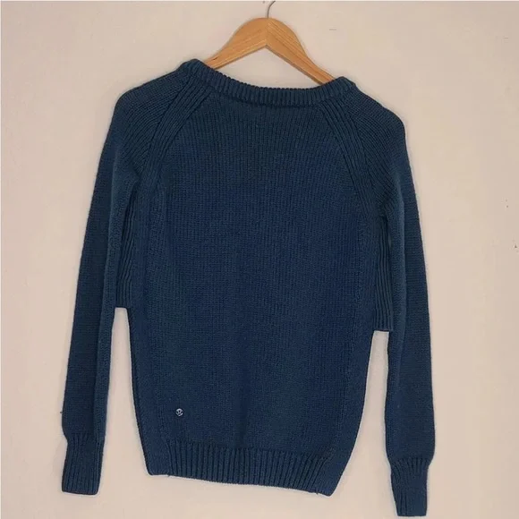 Lululemon Yin To You Sweater Alberta Lake Blue Side Slits 100% Wool Size 4 Women - Picture 2 of 6